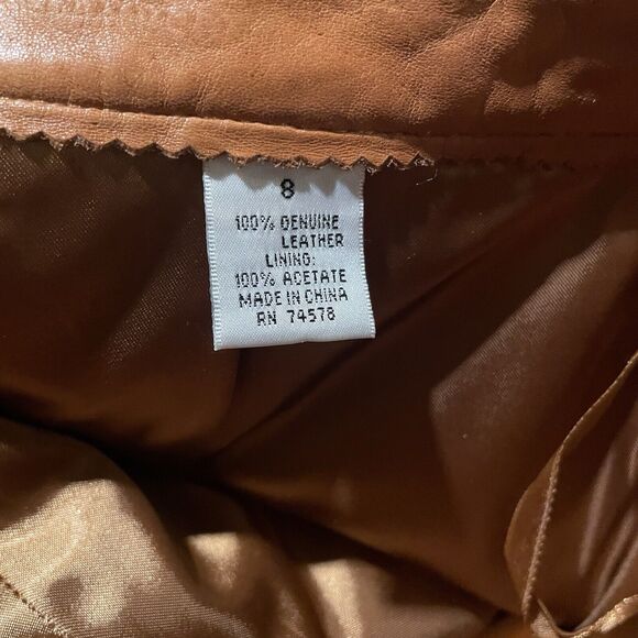 Cache Leather Pants Sz 8 Rock‎ Western Concert Party Camel Bootcut Y2K NOTE - Picture 5 of 10